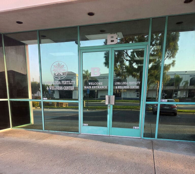 Front-doors-of-the-office Front doors to Loma Linda Fertility & Wellness Center